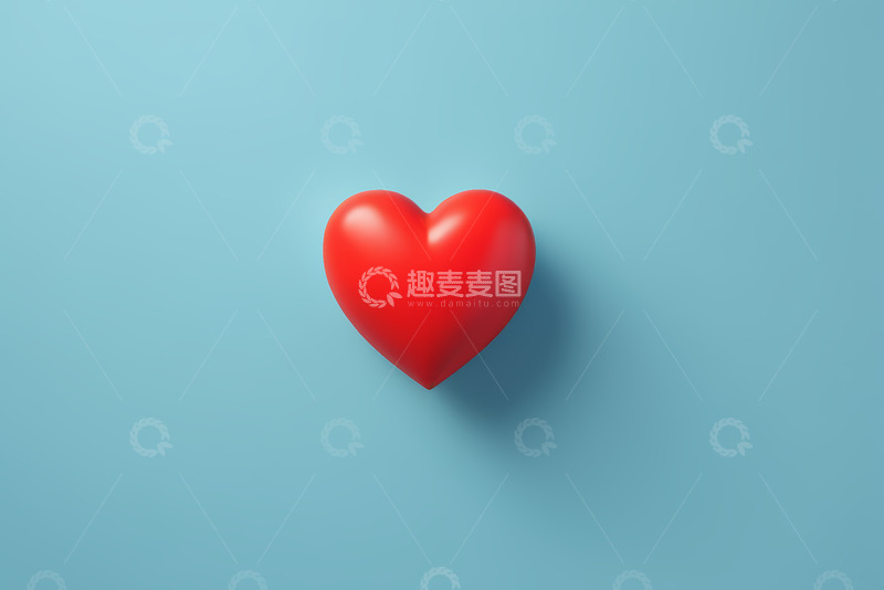 高清大图下载【趣麦麦图】蓝色背景上的红色爱心