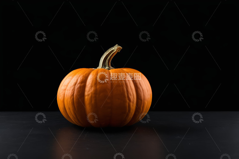 高清大图下载【趣麦麦图】黑色背景下的橙色南瓜静物