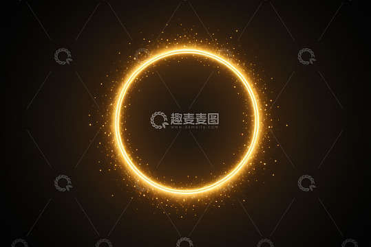 黑色背景金色发光圆环