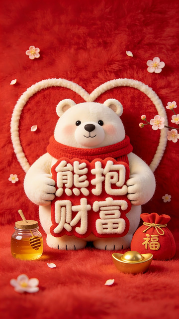 白熊抱福揽尽财富