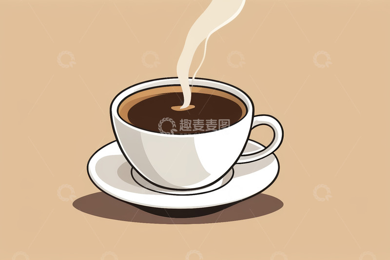 高清大图下载【趣麦麦图】热气腾腾的咖啡杯插画