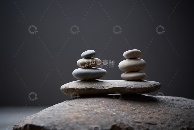 高清大图下载【趣麦麦图】堆叠石头的平衡画面