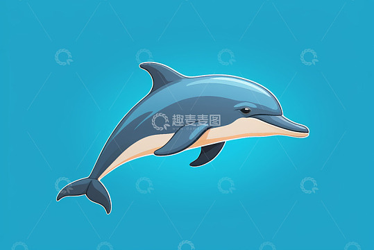 蓝色背景上跳跃的海豚动画
