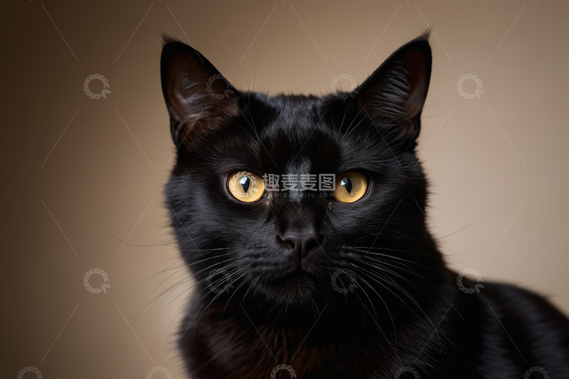 高清大图下载【趣麦麦图】黑色猫咪特写