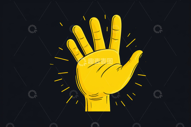 高清大图下载【趣麦麦图】-黄色手掌张开插画