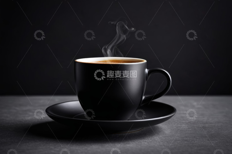 高清大图下载【趣麦麦图】黑色咖啡杯热气腾腾的画面