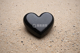 沙地上的心形黑石