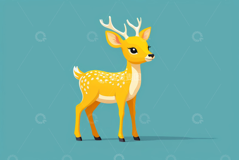 高清大图下载【趣麦麦图】卡通小鹿插画素材