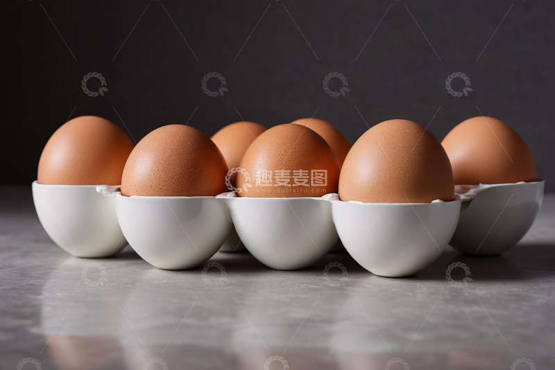 高清大图下载【趣麦麦图】白色容器中摆放的新鲜鸡蛋