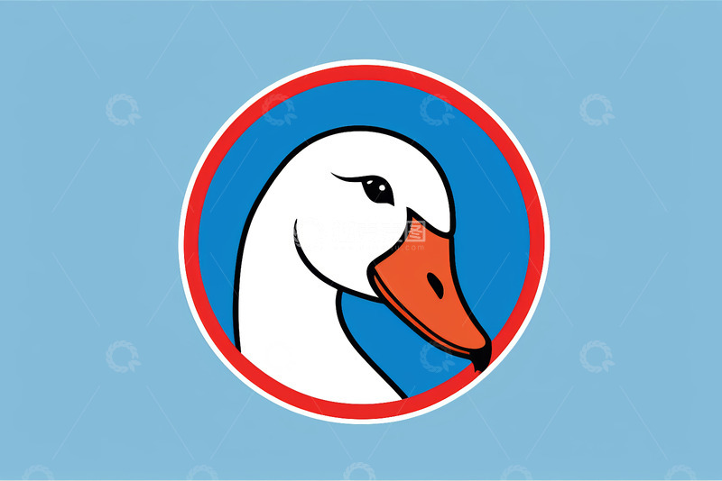 高清大图下载【趣麦麦图】圆形边框内的卡通鸭子头像