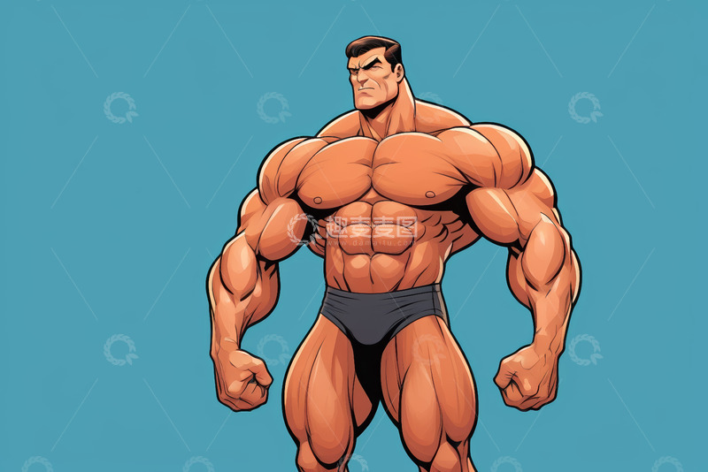 高清大图下载【趣麦麦图】强壮肌肉男形象插画