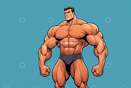 强壮肌肉男形象插画