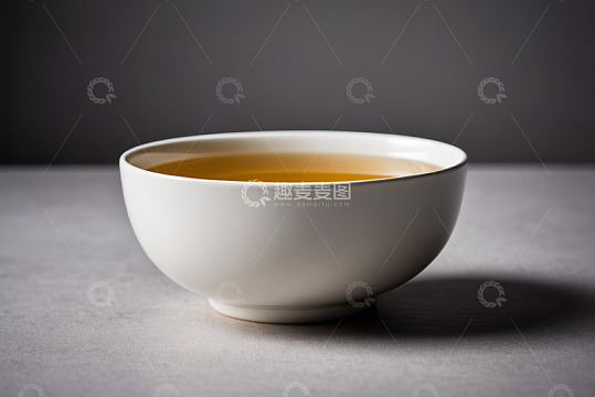 白色瓷碗盛黄色液体静物