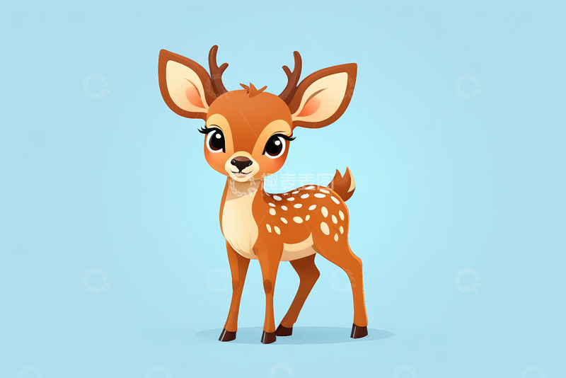 高清大图下载【趣麦麦图】卡通小鹿插画素材