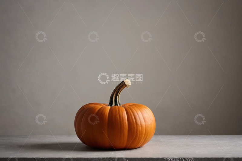 高清大图下载【趣麦麦图】灰色背景上的橙色南瓜
