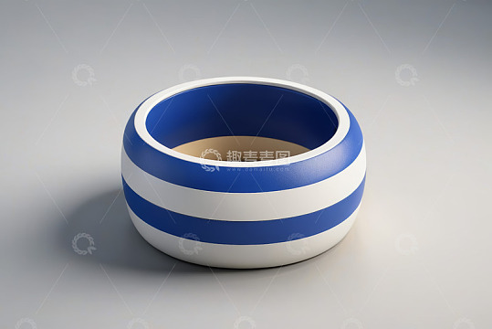 蓝白条纹圆形容器3D模型