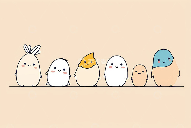 可爱卡通角色排列图