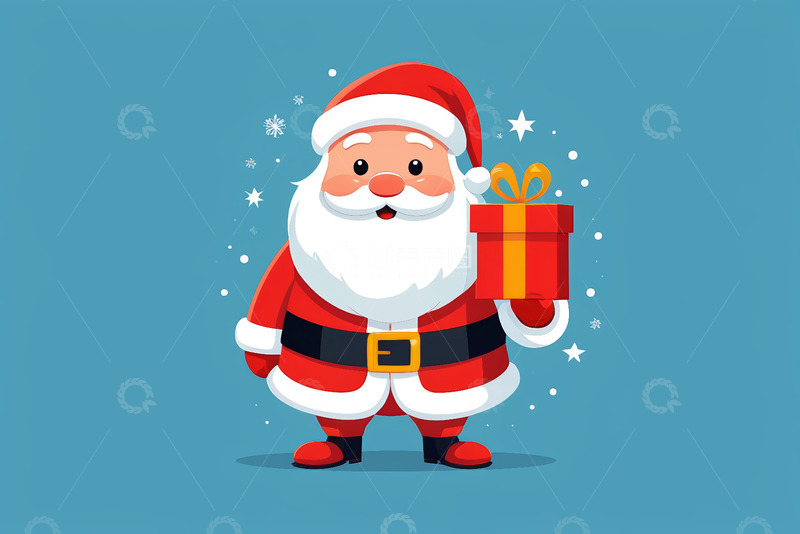 高清大图下载【趣麦麦图】手持礼物的圣诞老人动画形象