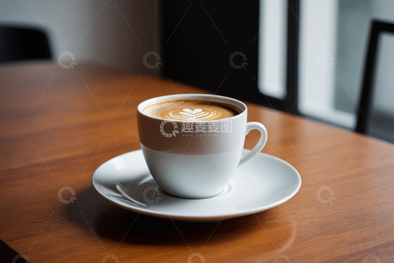 高清大图下载【趣麦麦图】桌上摆放的拉花咖啡