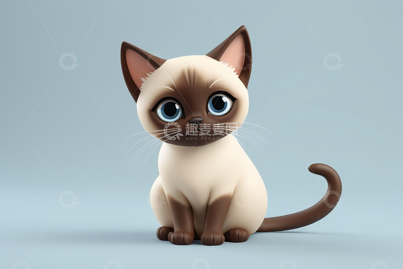 高清大图下载【趣麦麦图】可爱卡通暹罗猫形象