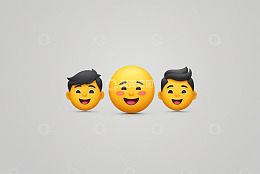 三个带发型的笑脸表情符号