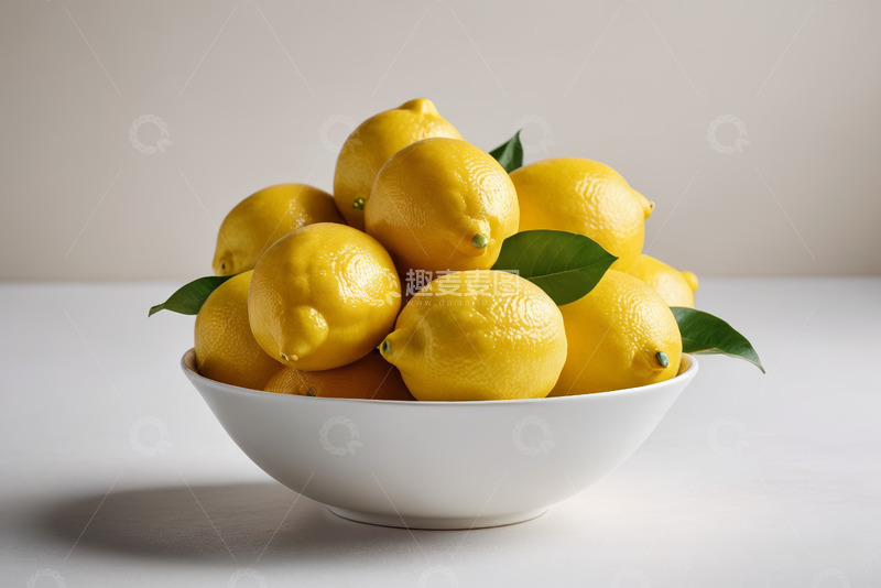 高清大图下载【趣麦麦图】白碗中堆放的新鲜柠檬