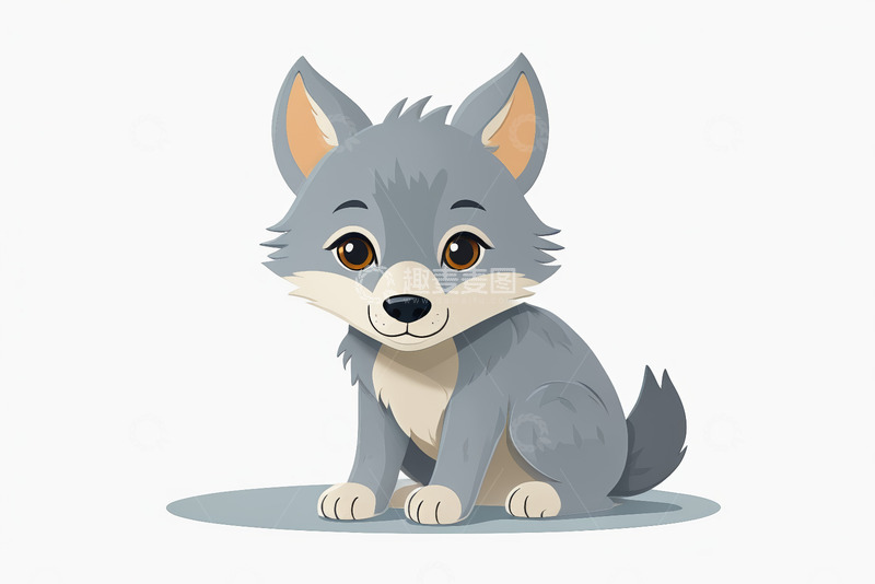 高清大图下载【趣麦麦图】可爱卡通小狼坐立形象