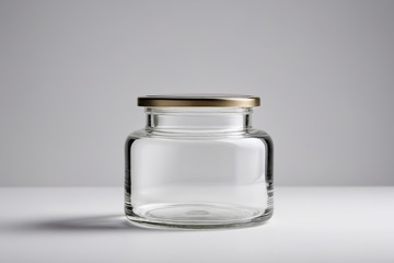 透明玻璃罐带金色盖子静物