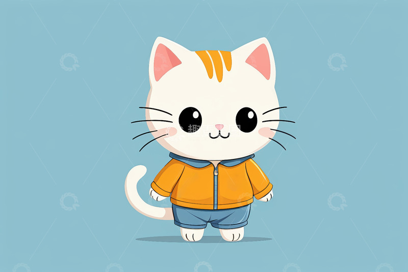 高清大图下载【趣麦麦图】卡通小猫穿休闲装形象