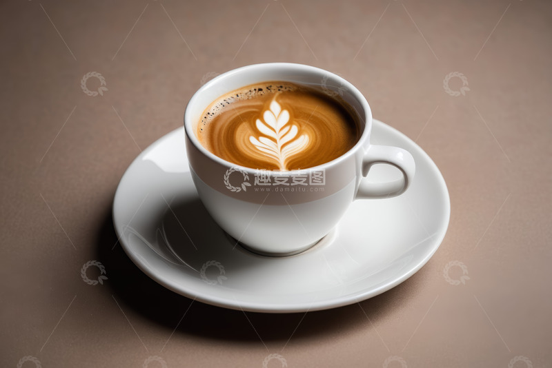 高清大图下载【趣麦麦图】白色杯碟装拉花咖啡