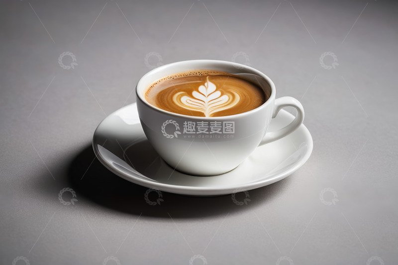 高清大图下载【趣麦麦图】白色咖啡杯中的拉花咖啡