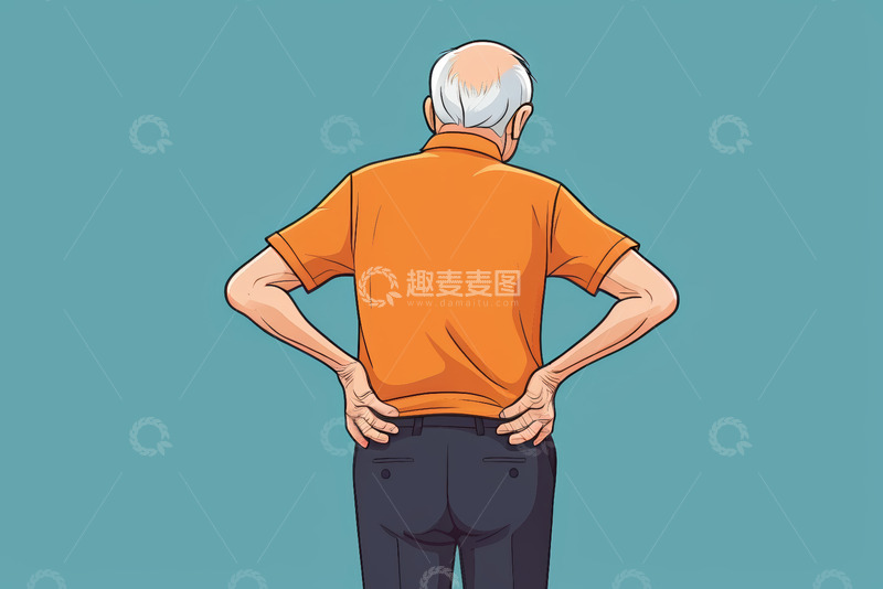 高清大图下载【趣麦麦图】老人双手扶腰背痛场景
