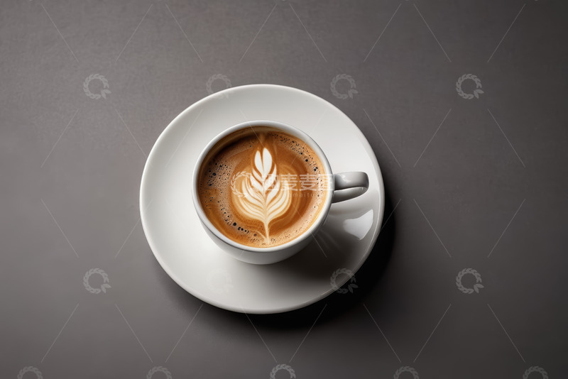 高清大图下载【趣麦麦图】白色杯碟装的拉花咖啡