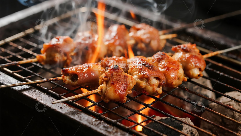 高清大图下载【趣麦麦图】美食烧烤之炭烤鸡心