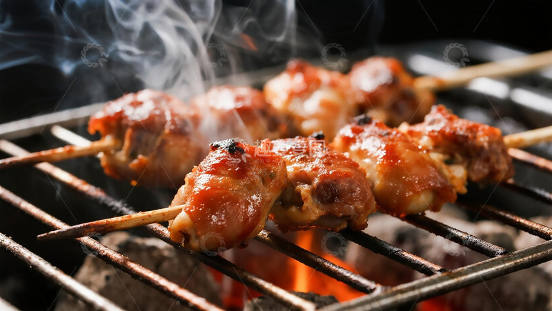 高清大图下载【趣麦麦图】美食烧烤之铁架鸡心