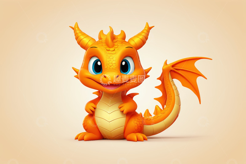高清大图下载【趣麦麦图】可爱橙色卡通小龙形象