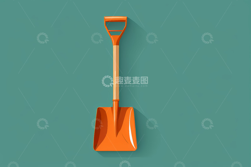 高清大图下载【趣麦麦图】橙色铁锹工具插画
