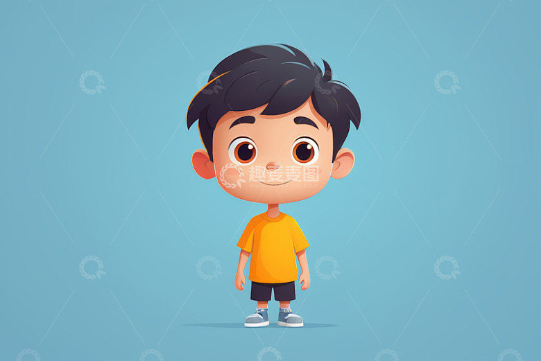 卡通男孩站立形象素材