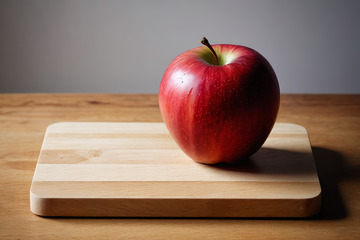 砧板上的红苹果静物