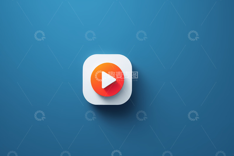 高清大图下载【趣麦麦图】蓝色背景播放图标