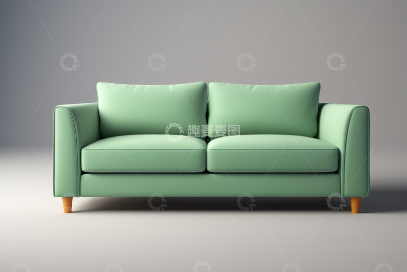 高清大图下载【趣麦麦图】浅绿色双人沙发家居素材
