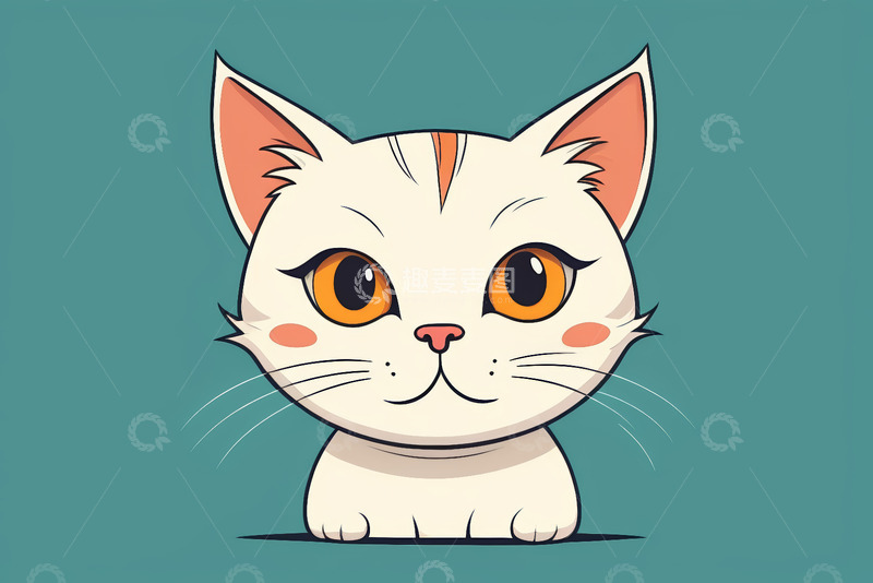 高清大图下载【趣麦麦图】卡通小猫正面形象