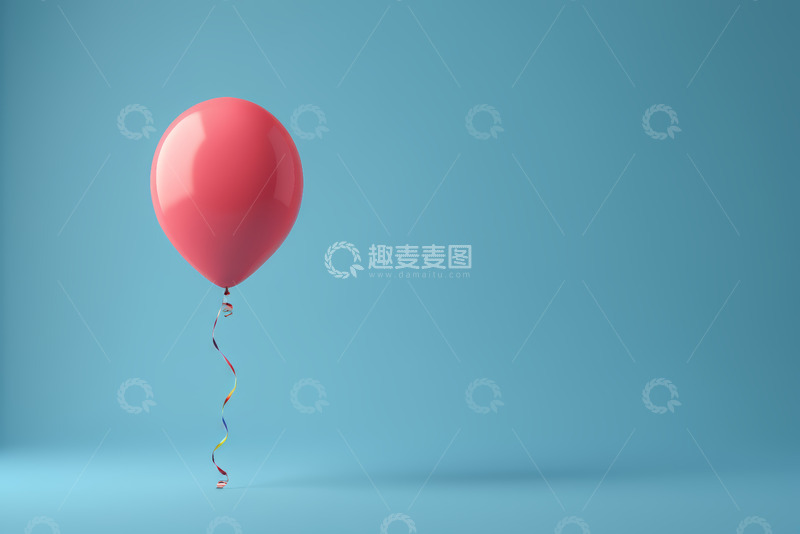 高清大图下载【趣麦麦图】蓝色背景下的红色气球