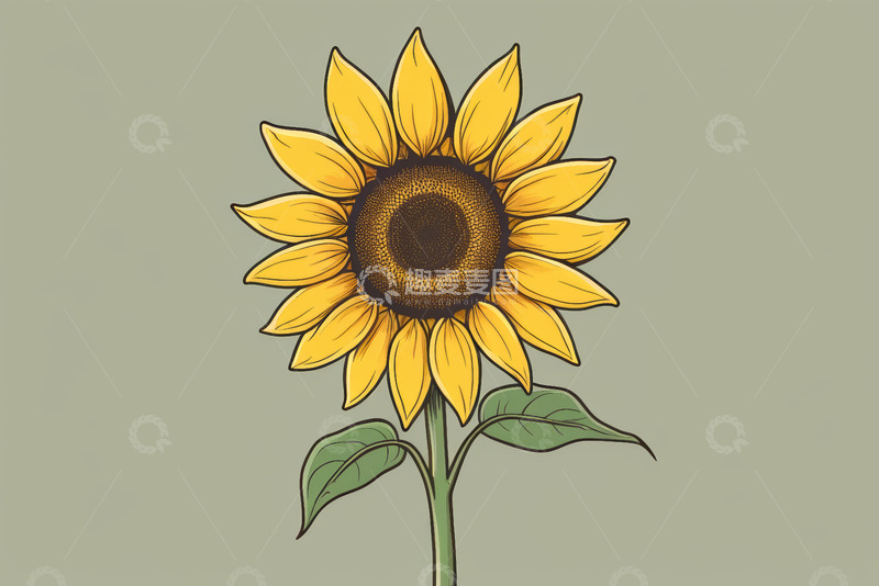 高清大图下载【趣麦麦图】手绘向日葵插画素材