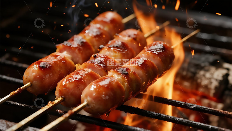 高清大图下载【趣麦麦图】烧烤美食之炭火烤肠