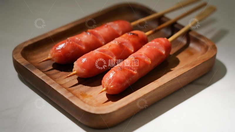 高清大图下载【趣麦麦图】烧烤美食之烤肠木盘