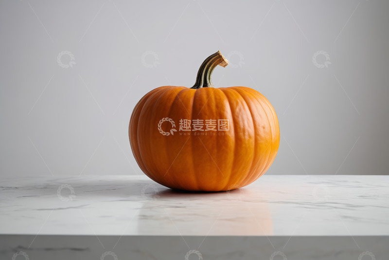 高清大图下载【趣麦麦图】白色台面上的橙色南瓜