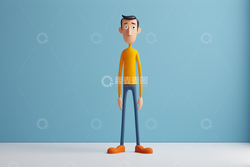 高清大图下载【趣麦麦图】站立的卡通男人形象