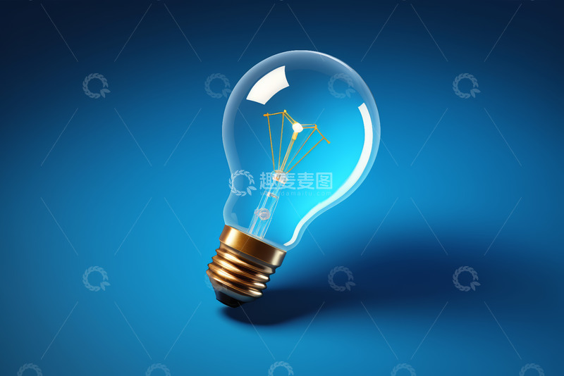 高清大图下载【趣麦麦图】蓝色背景下的灯泡素材
