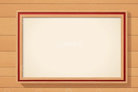 木质墙面上的空白相框
